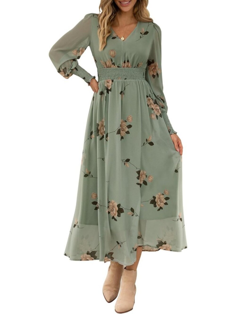 Floral Maxi Dress for Women | Elegant Fall Wedding Guest Outfit, Boho Style